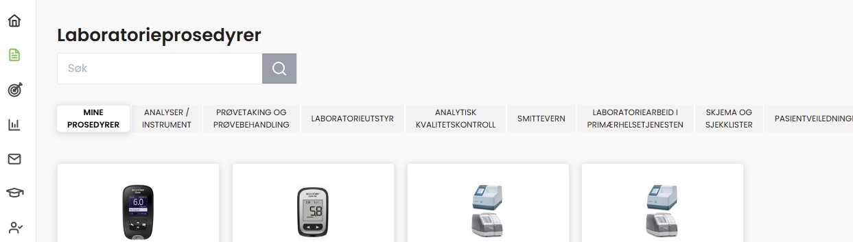 Bilde: Under fanen "Mine prosedyrer" ligger de prosedyrene som deltaker er registrert med.