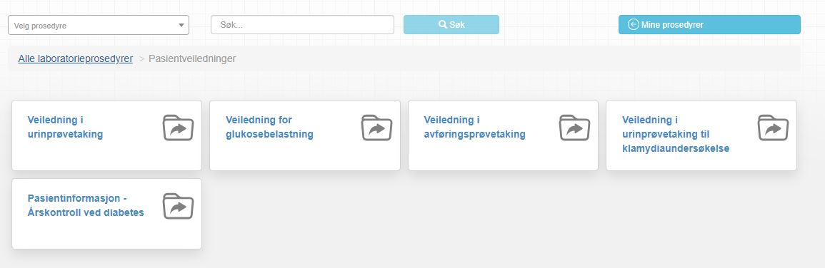 Pasientveiledningene er tilgjengelige for deltakerne våre under Laboratorieprosedyrer (Se alle prosedyrer) på www.noklus.no, "Min side".