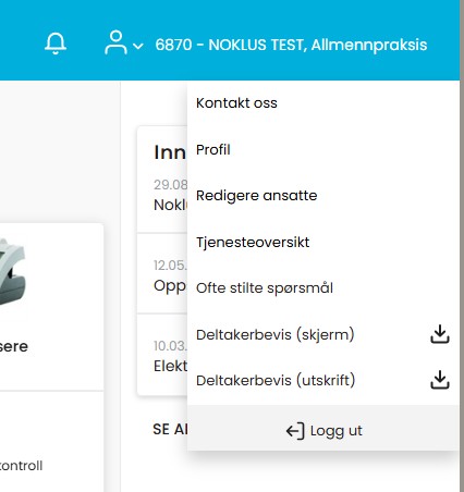 Klikk på arbeidsplassens navn for å få frem menyen.